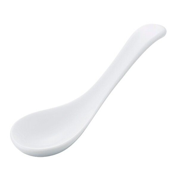 白磁手平反レンゲ 頭サイスﾞ×全長mm:43×60×150 64043-574 1点