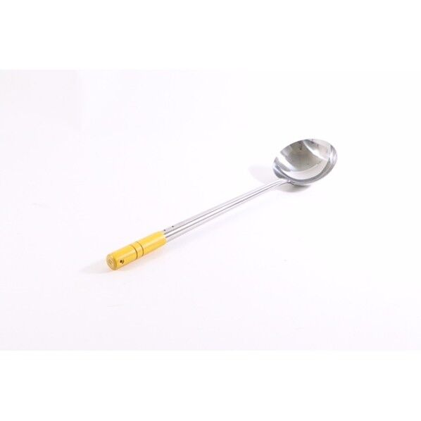 18-0木柄パイプ中華お玉 小 頭径×全長mm× 容量cc:Φ110×365×約150 1点