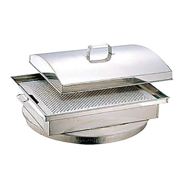 香港製チョンファン蒸器 本体内寸 縦×横×高さmm:535×405×H25 目皿縦×横 475×350mm:蓋高さH75mm 1点