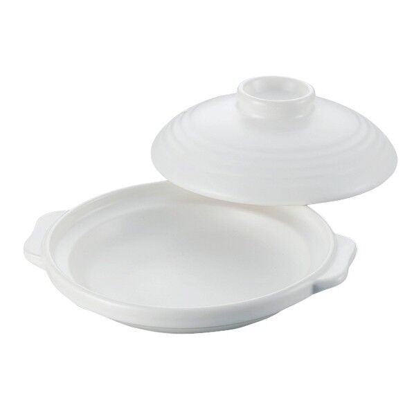 燕舞 耐熱素焼深型土鍋 白塗 19cm 外径×高さ（本体）mm:φ198×H85（30） 1点