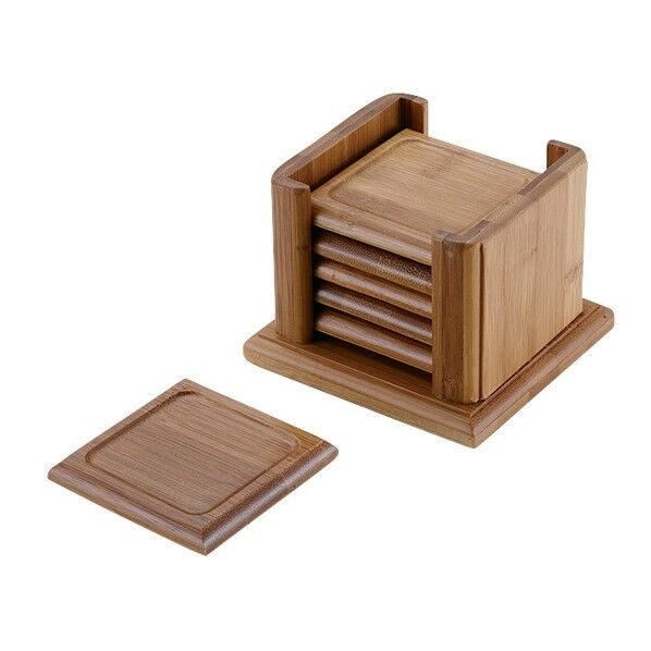 竹 茶托角型 6Pセット 外寸縦×横×高さmm:70×70×H12 1点