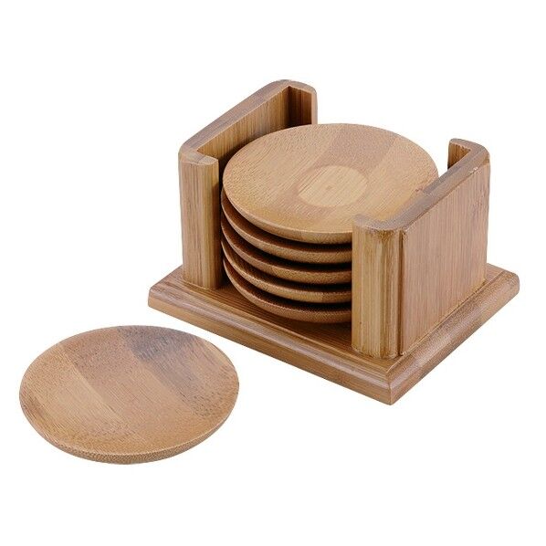 竹 茶托丸型 6Pセット 外径×横×高さmm:φ75×H12 1点