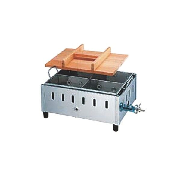 18-8おでん鍋 SK-25 12・13A 鍋(コンロ付)外寸縦×横×高さmm:800×400×H210 ガス種:12・13A 鍋内寸:750×360×H93mm 112008-01 1点