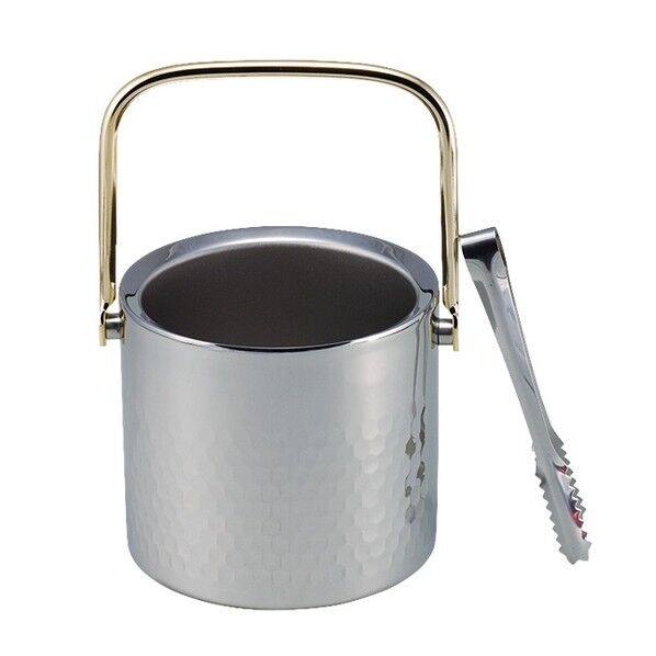 スリーアロー18-8二重槌目アイスペール（トング付） 168080