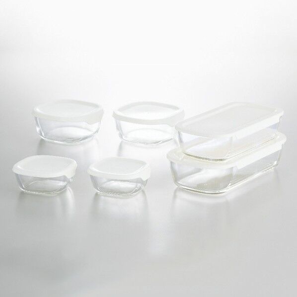 スタッキング耐熱ガラスコンテナ 6個セット KSTL-5004-OW 1個