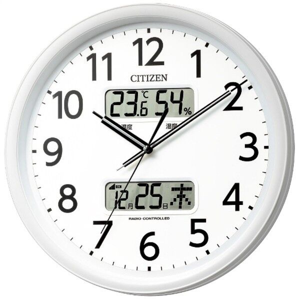 リズム 電波時計 壁掛け時計 温湿度計付き カレンダー 連続秒針 茶 Φ350×56mm 茶メタリック 8FYA06-006 1個...