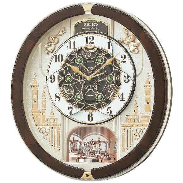 電波からくり時計 443×405×98mm 茶