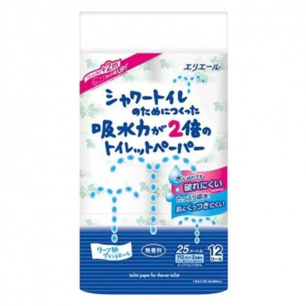 吸水力が2倍のトイレットペーパーW12ロール
