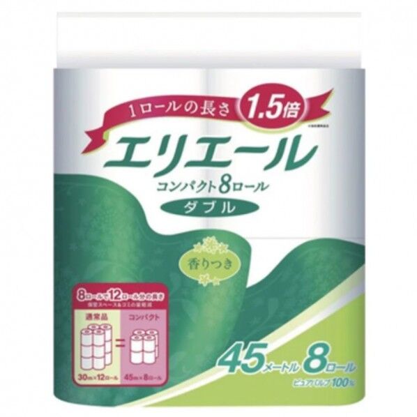 エリエール コンパクトダブル 8ロール×8パック
