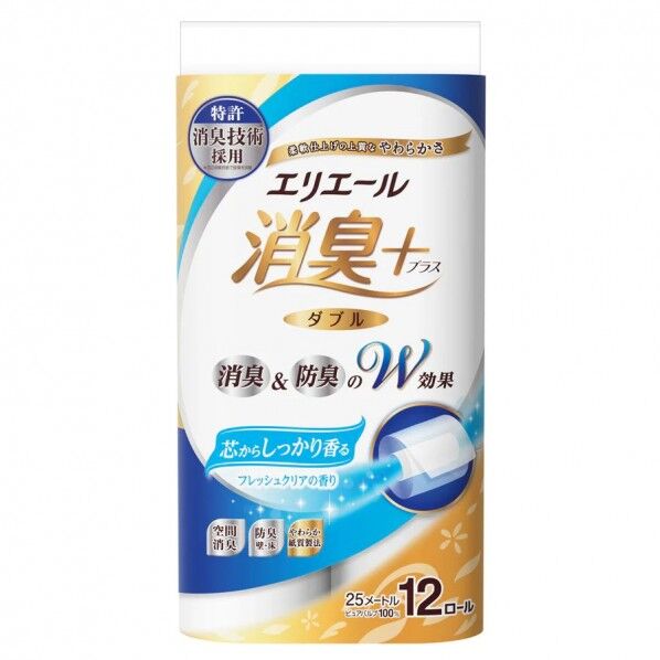 エリエール消臭+トイレットティシューしっかり香る フレッシュクリアの香り 12R ダブル 723910 1点