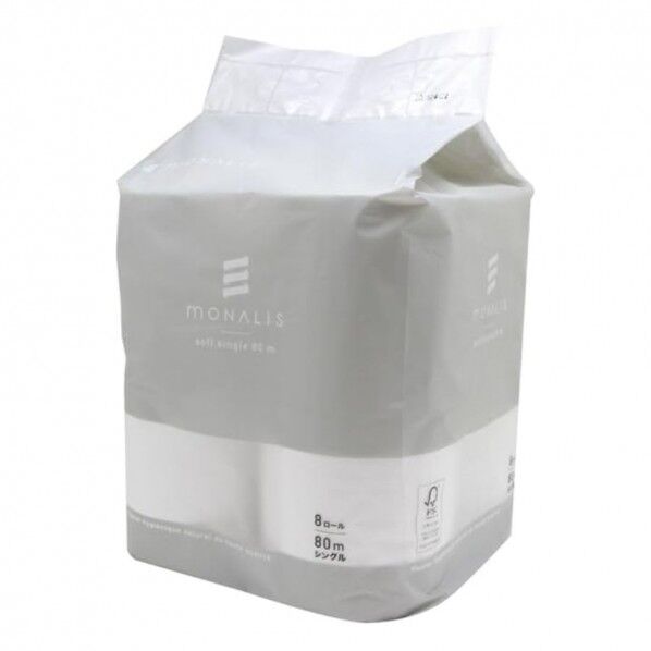 モナリス トイレットペーパー 80mシングル 8ロールパック 8パック入