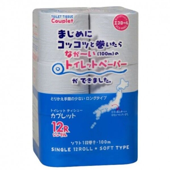 カプレットエコ12ロール100m シングル 12ロール×6パック