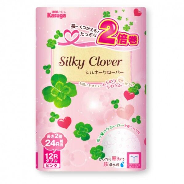 シルキークローバー・ピンク 2倍巻 25m 12ロール×8パック ダブル ピンク 8パック