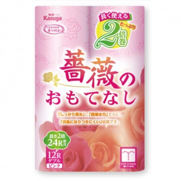 薔薇のおもてなし・ピンク 2倍巻 25m 12ロール×8パック ダブル ピンク 8パック
