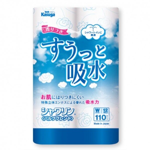 春日製紙工業 すうっと吸水シャワリン 25m 12ロール×8パック ダブル ブルー 8パック