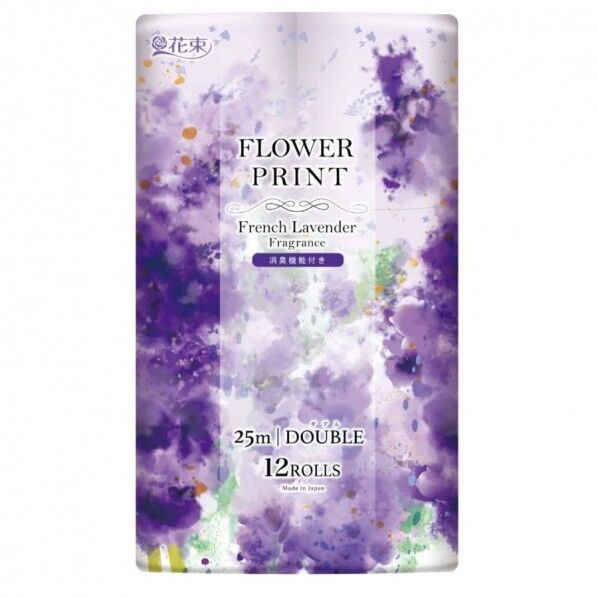 花束フラワープリント フレンチラベンダーの香り ダブル 12ロール×8パック