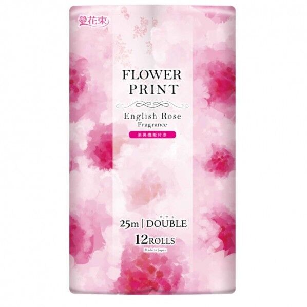 花束フラワープリント イングリッシュローズの香り ダブル 12ロール×8パック