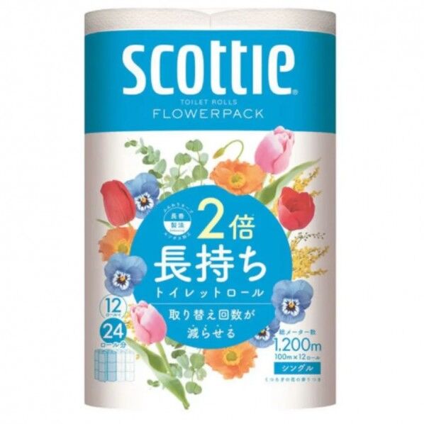スコッティフラワー 2倍巻き シングル 12ロール