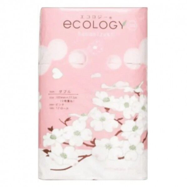 トイレットペーパー エコロジー105ピンク 25m 12ロール×8パック ダブル