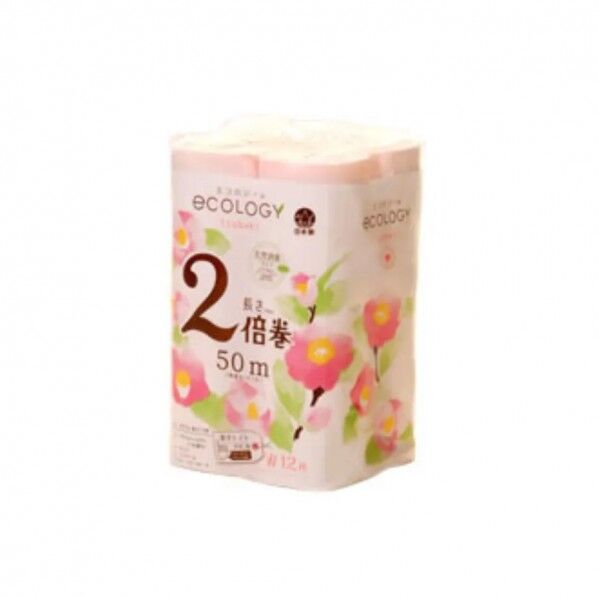 トイレットペーパー エコロジー2倍巻ピンク 50m 12ロール×8パック ダブル