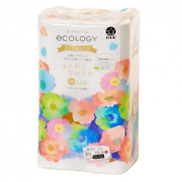 トイレットペーパー エコロジープレミアム 25.5m 12ロール×8パック ダブル