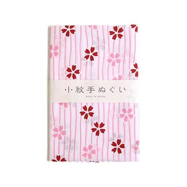 宮本 ミヤモト 小紋手ぬぐい 縞さくら 手芸・ハンドメイド用品 ピンク MYM33043 1点