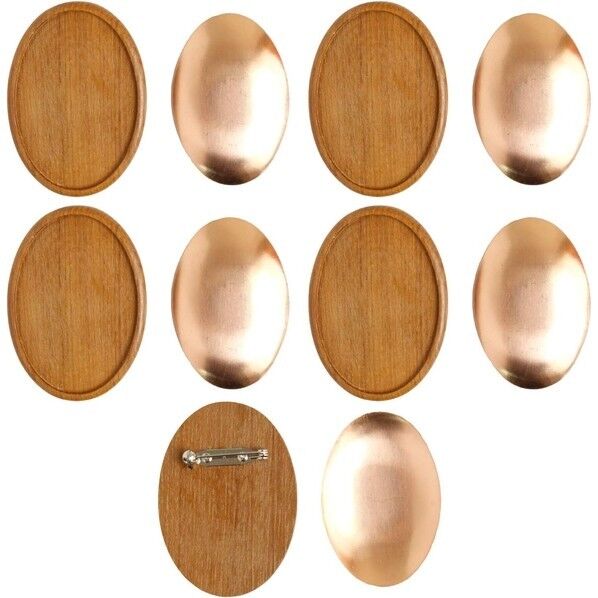 日本紐釦貿易 木製ブローチ台 銅板・ピン付 楕円