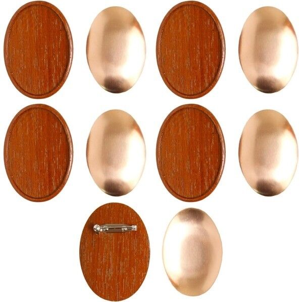 日本紐釦貿易 木製ブローチ台 銅板･ピン付 楕円