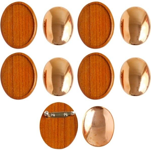 日本紐釦貿易 木製ブローチ台 銅板・ピン付 楕円