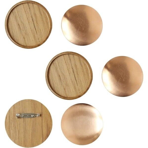 日本紐釦貿易 木製ブローチ台 銅板・ピン付 丸