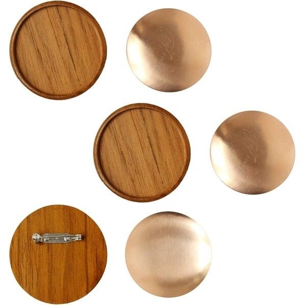 日本紐釦貿易 木製ブローチ台 銅板・ピン付 丸