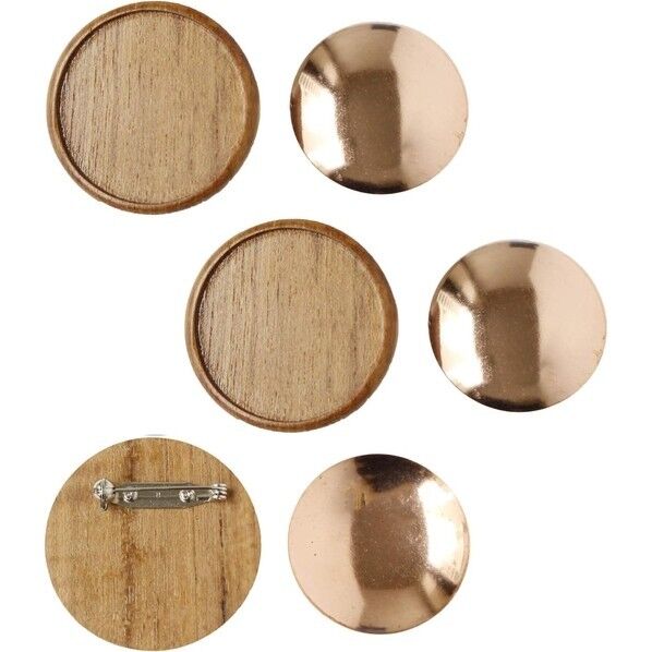 日本紐釦貿易 木製ブローチ台 銅板・ピン付 丸
