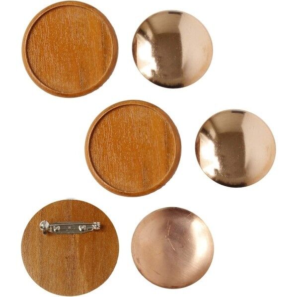日本紐釦貿易 木製ブローチ台 銅板・ピン付 丸