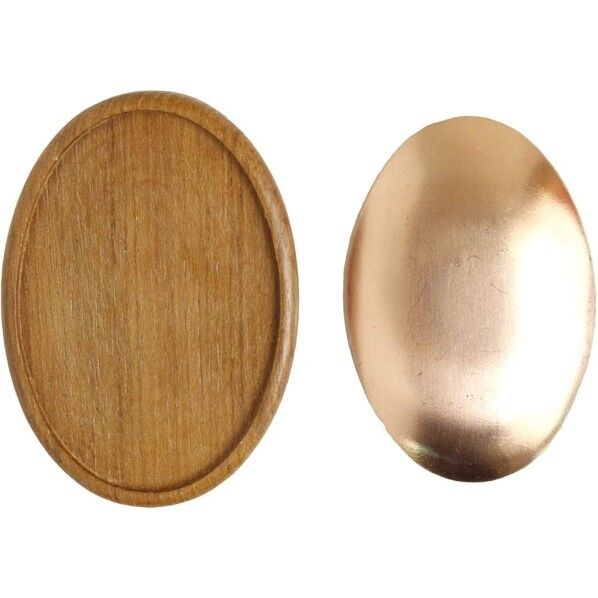 日本紐釦貿易 木製ブローチ台 銅板・ピン付 楕円