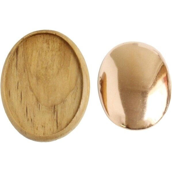 日本紐釦貿易 木製ブローチ台 銅板･ピン付 楕円