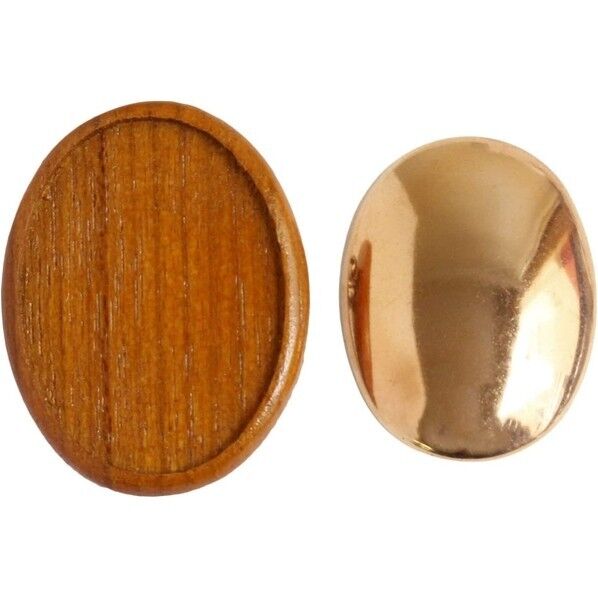 日本紐釦貿易 木製ブローチ台 銅板・ピン付 楕円