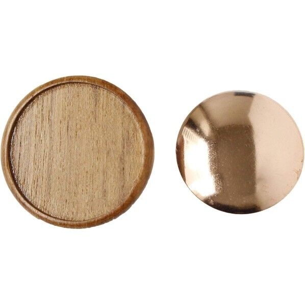 日本紐釦貿易 木製ブローチ台 銅板･ピン付 丸