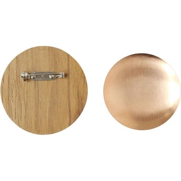 日本紐釦貿易 木製ブローチ台 銅板・ピン付 丸