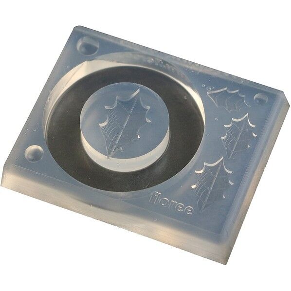 亀島商店 クリスマス レジンクラフト用 ソフトモールド リース台LL ヒイラギの葉型付