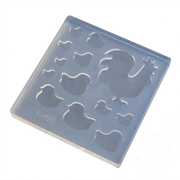 亀島商店 レジンクラフト用 ソフトモールド アニマルシリーズ 鶏&ひよこシルエット