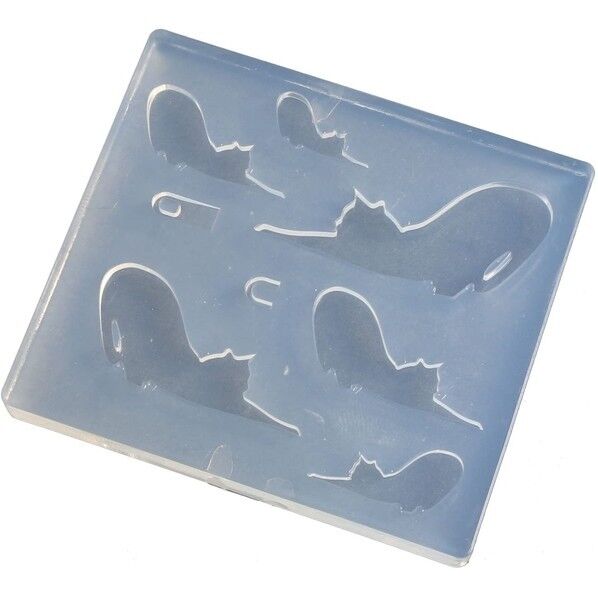 亀島商店 アニマル レジンクラフト用 ソフトモールド ネコ Fシルエット 取り付けリング付き