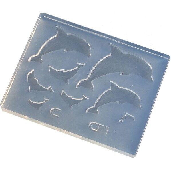 亀島商店 アニマル レジンクラフト用 ソフトモールド イルカAシルエット 取り付けリング付き