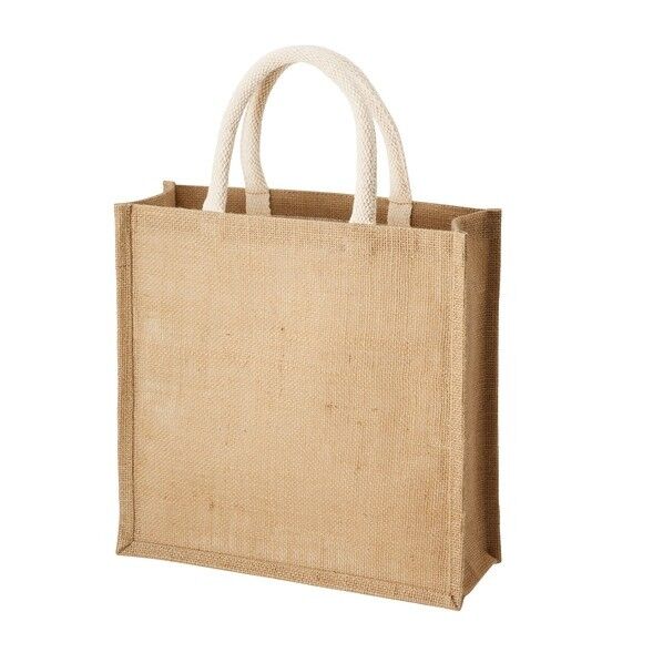 ジュートスクエアトートバッグ Mサイズ（高さ30×幅30×マチ11cm） ナチュラルベージュ