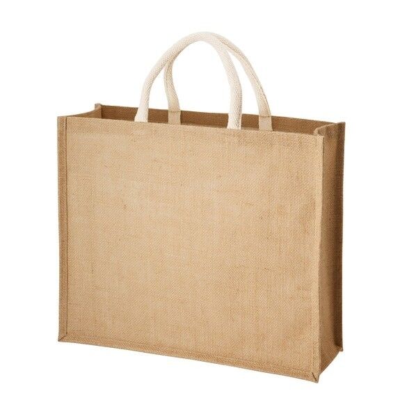 ジュートスクエアトートバッグ Lサイズ(高さ42×幅36×マチ14cm)ナチュラルベージュ