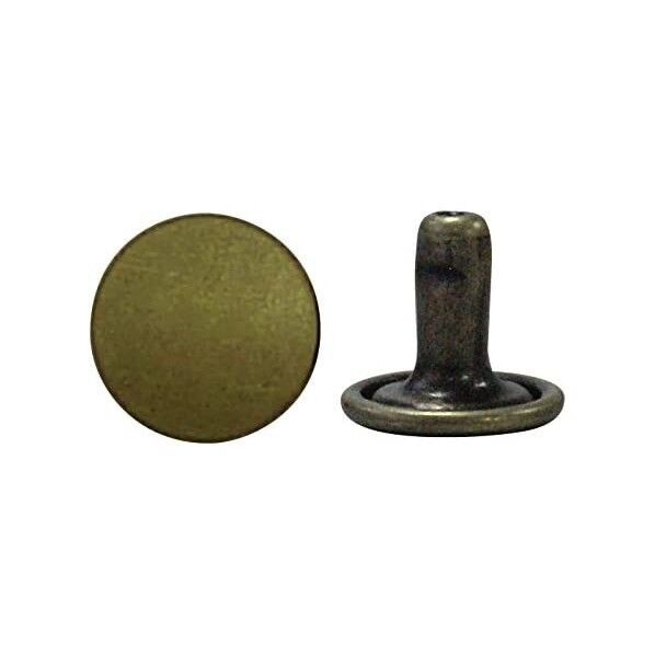 両面カシメ 中 足長タイプ 8mm×9mm 50個 アンティークゴールド