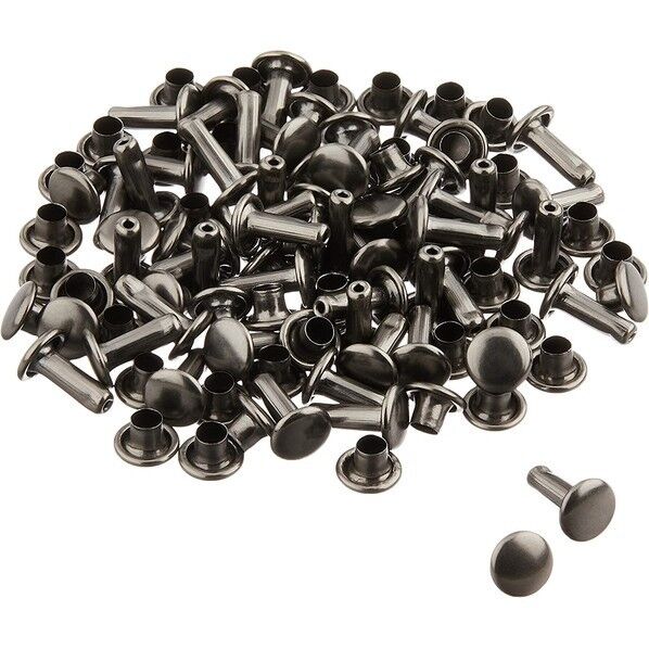 両面カシメ 小 足長タイプ 6.5mm×9mm 50個 ブラックニッケル