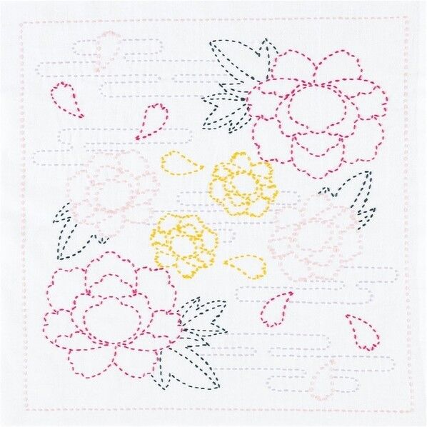 オリムパス製絲(Olympus Thread) オリムパス 刺し子 四季の花ふきんキット