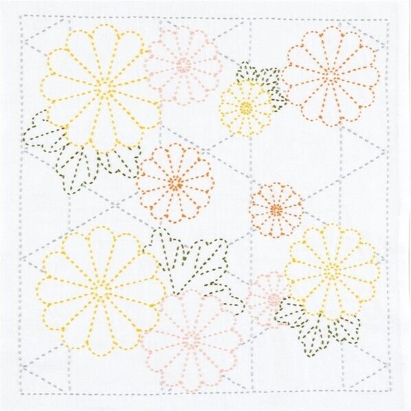 オリムパス製絲(Olympus Thread) オリムパス 刺し子 四季の花ふきんキット