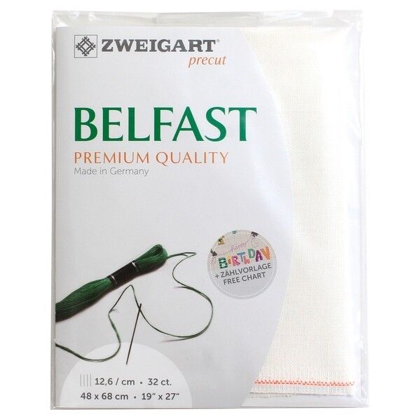 ツバイガルト ZWEIGART BELFAST ベルファスト リネン刺しゅうクロス 32CT 約48×68cm オフホワイト ZW3609P-101 1枚