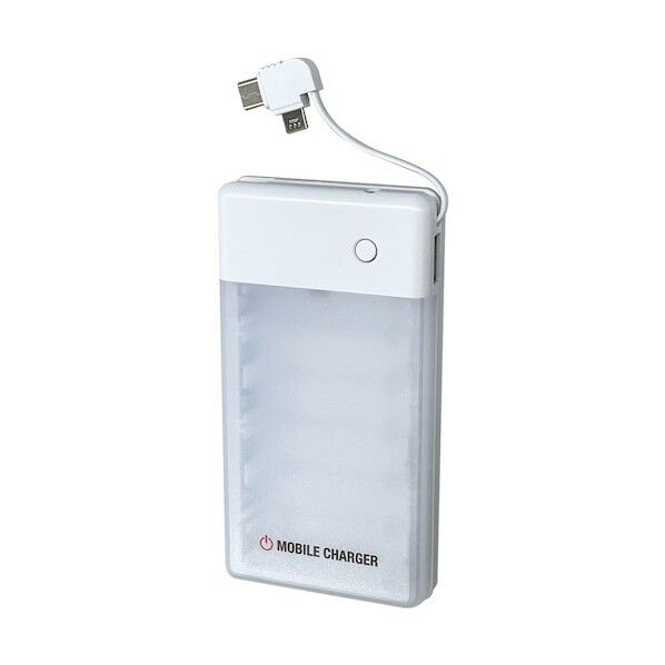ケーブル付 乾電池式緊急充電器(乾電池別売タイプ) BJ-USB6NB WH 1台